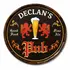 Handmade 20 inch quarter barrel pub sign with 3D relief Declan’s Pub design front view