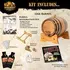 Japanese Blended Peat Whisky making kit contents including charred American white oak barrel, peated whisky essence, restoration kit and Bootlegger’s Bible guide.