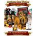 Mexican Corn Whiskey barrel aging kit with American oak barrel, whiskey essence packets, glass of whiskey on ice and cultural heritage backdrop
