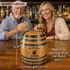 Mini oak barrel piggy bank showing dimensions 6.5 inches tall and 4.5 inches wide made from American white oak barrel staves