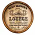 Rusty Skipper’s Lounge round wooden quarter barrel sign featuring tall ship illustration and anchor graphics.