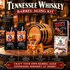 Tennessee Whiskey barrel aging kit with American oak barrel, premium essence packets, aged whiskey glass, and complete home aging accessories.