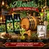 Absynthe Barrel Aging Kit with oak barrel, Green Fairy essence packets, herbal botanicals, and absinthe style glass filled with vibrant green spirit.