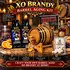 XO Brandy barrel aging kit featuring American oak aging barrel, premium XO brandy essence packets, brandy glass, and complete home aging system.